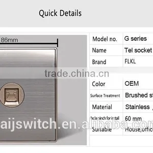 Brushed Stainless Telephone Socket Wall Plate With CCC,CE Certificate thumbnail-2