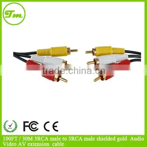 100FT / 30M 3RCA Male to 3RCA Male Shielded Gold Audio Video AV Extension Cable thumbnail-1