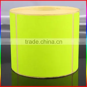Custom Golden Yellow Fluorescent Adhesive Label Sticker in Roll thumbnail-2