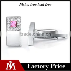 2016 Wholesale Shiny Silver Copper Cuff Links Shirts Mens Square Crystal Cufflink Jewelry thumbnail-1