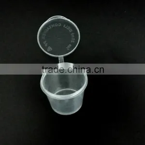 2 oz Hinged Clear Round Plastic Sauce Cups With Lids 50ml thumbnail-2