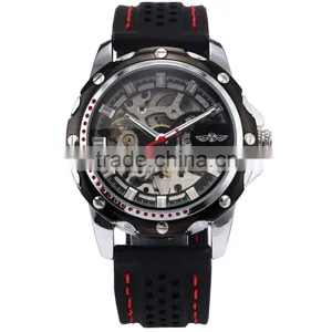 Men's Stylish Silicone Skeleton Analog Auto Mechanical Sport Watch thumbnail-1