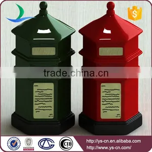 Novel Design Postbox Shape Ceramic Coin Bank thumbnail-1