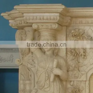 French Style Marble Fireplace Mantel With Lady Statue thumbnail-3