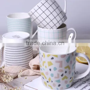 12-Ounce Porcelain Coffee Mug Red (white Dots Stripes Grey ) thumbnail-2