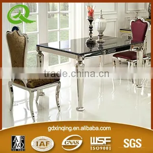 TH316 Modern Stainless Steel Dining Table With Tempered Glass Top thumbnail-4