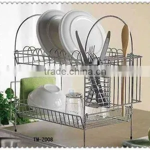 Rectangle Kitchen Dish Rack Metal Double Plate Holder thumbnail-1