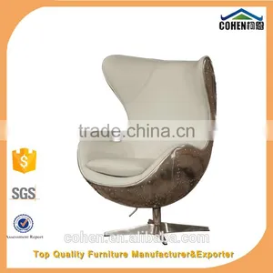 New Model Genuine Leather Egg Chair With Aluminium Back Coating/swivel Bar Chair With High Back/lounge Chair thumbnail-1