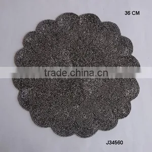 Flower Petal Style Round Glass Bead Place Mat Other Colours Also Available thumbnail-1