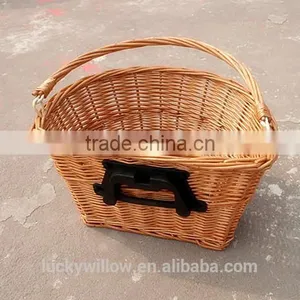 D Shape BICYCLE FRONT WICKER PANNIER BASKET With Quick Release Bracket thumbnail-1