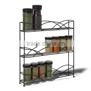 3 Tier Shelf Freestanding Metal Kitchen Corner Spice Rack thumbnail-1
