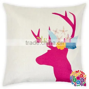 Christmas Santa And Deer Head Print 100% Cotton Pillow Covers Sofa Decorative Christmas Pillow Covers thumbnail-5