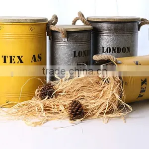 Kitchen Storage Metal Sugar Coffee Tea Canister With Bamboo Lid thumbnail-1