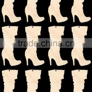 Hot Sell Designer Boot Shapes 4 Inches Tall With HOLE Natural Craft Wood Cutout Made in China thumbnail-1