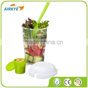 Salad To Go Travel Food Container Jar Tub With Orange Fork Compartment thumbnail-1