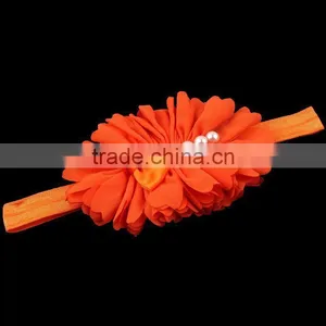 Hot Cutting Fabric Flower Headband With Pearl Center for Kids Hair Accessories thumbnail-4