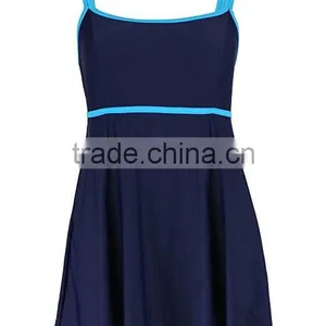 Backless Swimsuit Wholesale Women Ladies Bandeau Color Contrast Swimdress One Piece Bathing Suit High Waisted Swimsuit thumbnail-2