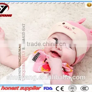 Shuoyang Wholesale100%cotton Cute Soft Baby Caps and Bibs Set thumbnail-4