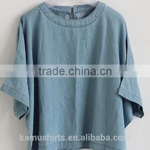 Fashion Lady Denim Tops Jean Blouse Shirts for Woman thumbnail-1