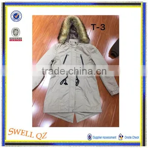 Women Winter Warm Long Coat Cotton Jacket With Fur Hood Stocklots thumbnail-2