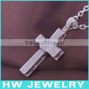 HWMCP1300 Micro Pave Setting Cross Stitch Pendant thumbnail-1