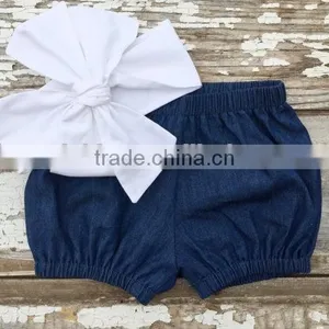Bowknot Headwrap With Shorts Set Plain Cotton Baby Boutique Clothing Set thumbnail-6
