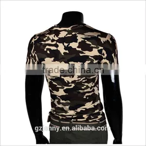 Wholesale Green Black Printing Short Sleeve Army Camo Tee Shirt thumbnail-3
