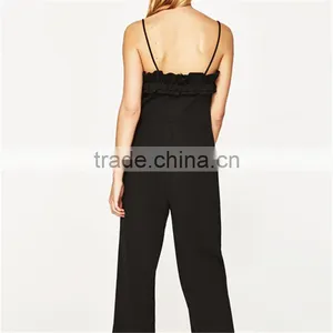 2017 Latest Fashion Custom Design Cropped Ruffled Evening Jumpsuit thumbnail-3