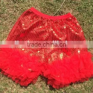 Girls Ruffle Shorts Persnickety Red Sequin Cotton Short thumbnail-1