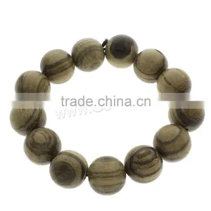 With Nylon Elastic Cord Peach Wood Bracelet Wood Bangle Bracelet thumbnail-1