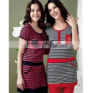 2014 New Fashion Yarn Dyed Striped Women Pajamas thumbnail-1