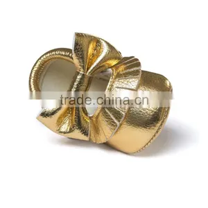 Golden Baby PU Moccasins, Bow Design Little Girl Moccasins thumbnail-3
