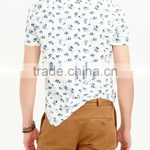 2015 Latest Style Cotton Mens Custom Shirt Button-down Collar Short Sleeve Shirt in Seaport Floral Print thumbnail-2