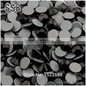 2058HF SS8 1440pcs Flatback Crystal Jet Color Glue Base Loose Hot Fix Rhinestones Iron on Clothing Accessories thumbnail-1