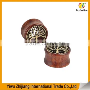 Oasis Plus Tree Of Life Oranic Wood Tunnels Double Flared Ear Stretcher Saddle Plugs Gauge thumbnail-3