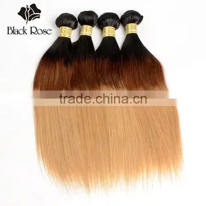 Color 1b/4/27# Straight Wave High Quality Brazilian Hair Weave Blonde and Brown thumbnail-2