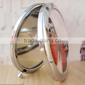 7cm Round Cosmetic Purse Compact Makeup Handbag Mirror With Butterfly thumbnail-3