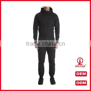 Shuliqi Modern Latest Design Tracksuit Men100 Cotton Plain Mens Tracksuit With Kangaroo Pockets in Black thumbnail-2