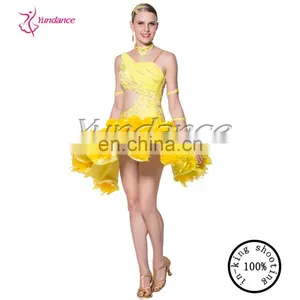 Fashion Yellow Girl Dance Clothing Dance Dress 2016 L-1033 thumbnail-1