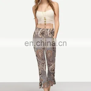 High Quality Custom Pants Wholesale Multicolor Tribal Print Flare Trousers New Style thumbnail-2