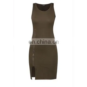 Zipper Bodycon Dress High Quality Fashion Clothing Casual Dresses for Women thumbnail-5