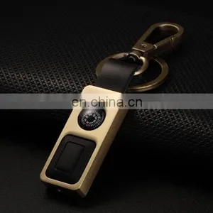 Fashion Led Light Compass Designer Leather Keychains thumbnail-1