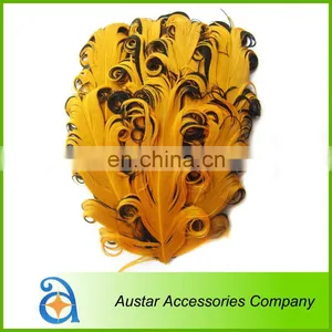HOT SELL! Orange / Black Curly Goose Feather Pads,Curled Feather Pads for Headband thumbnail-1