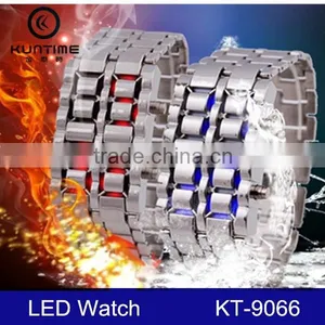 2015 Fashion Lava Style Samurai Metal Blue LED Faceless Watch thumbnail-2