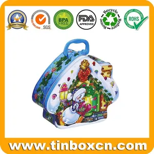 Promotional Round Xmas Christmas Tin Bell With Ribbon and Metallic Effect thumbnail-2