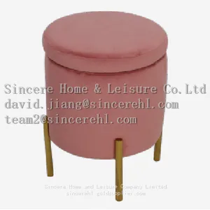 Storage Stool With Metal Leg thumbnail-1