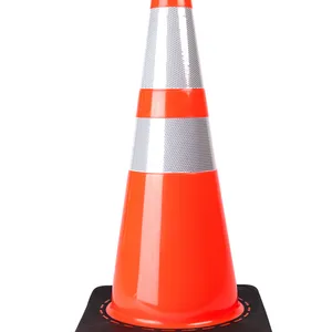 70cm 28′′ American Standard PVC Plastic Traffic Cone With Black Rubber Base thumbnail-1