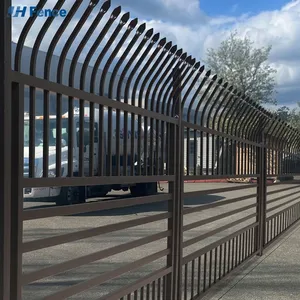 High Quality Outdoor Steel Picket Fence Panel Curved Top Steel Fence thumbnail-6