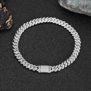 Bling Iced Out CZ Zircon Bracelet Hip Hop Personality Miami Cuban Link Charm Bracelet for Men Women thumbnail-1