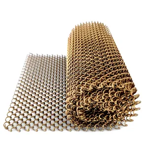 High Quality Color Soft Woven Decorative Metal Chain Link Mesh Metal Coil Drapery Mesh Curtain for Wall Decoration thumbnail-3